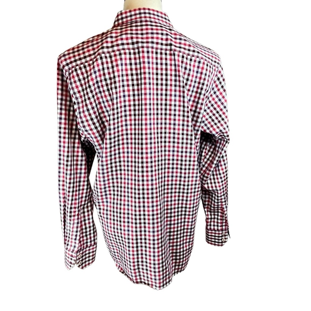 ROBERT GRAHAM Red Checked Gingham Shirt Men's Sz L Fold Back Cuffs Long Sleeve - Picture 4 of 14